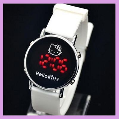 Часы наручные светодиодные женские led Hello Kitty Hello Kity Хэло Китти белые w-8