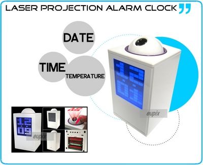 Часы проектор будильник термометр Led Laser Clock белые